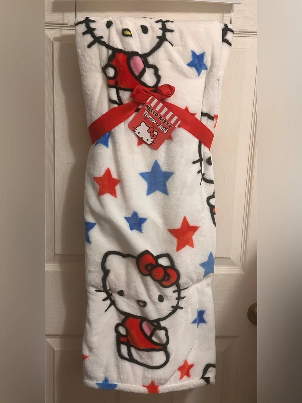 Sanrio Hello Kitty 4th Of July Red White & Blue Stars 60in  X 70in Throw Blanket